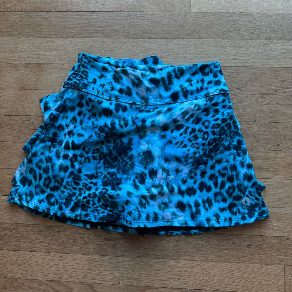 Blue Leopard Print Skirt